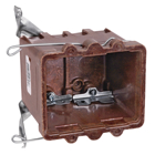 Two-Gang Bracket Outlet Box, Volume 32.5 Cubic Inches, Length 3-1/4 Inches, Width 4 Inches, Depth 3-5/8 Inches, Color Brown, Material Phenolic, Mounting Means #2 Bottom Bracket and Wire Support, with High Clamps