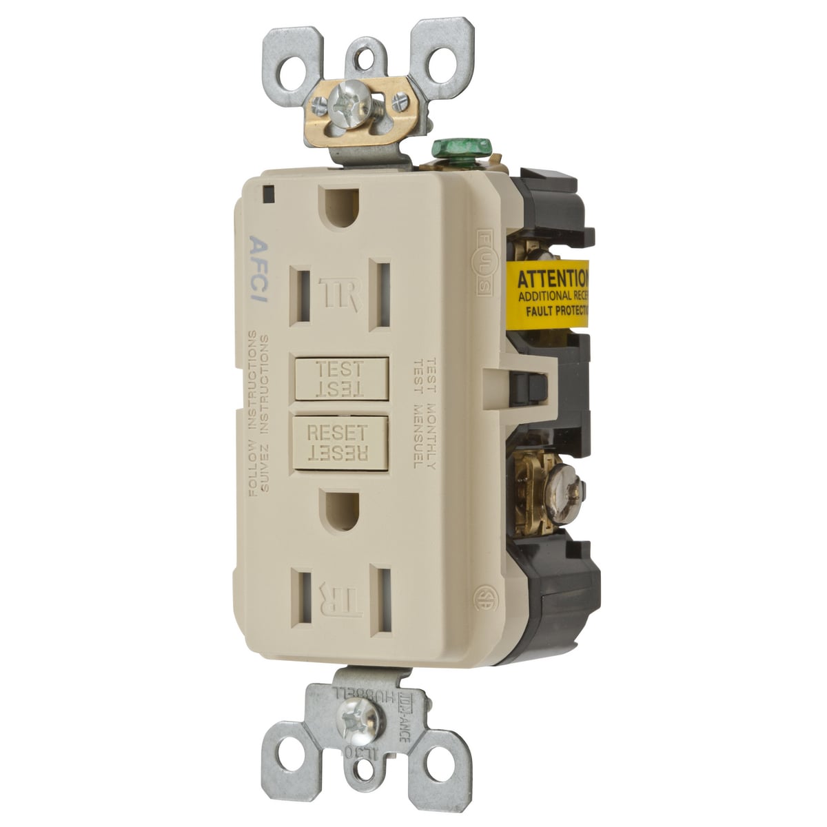 15A ARC FAULT TR RECEPTACLE IVORY.