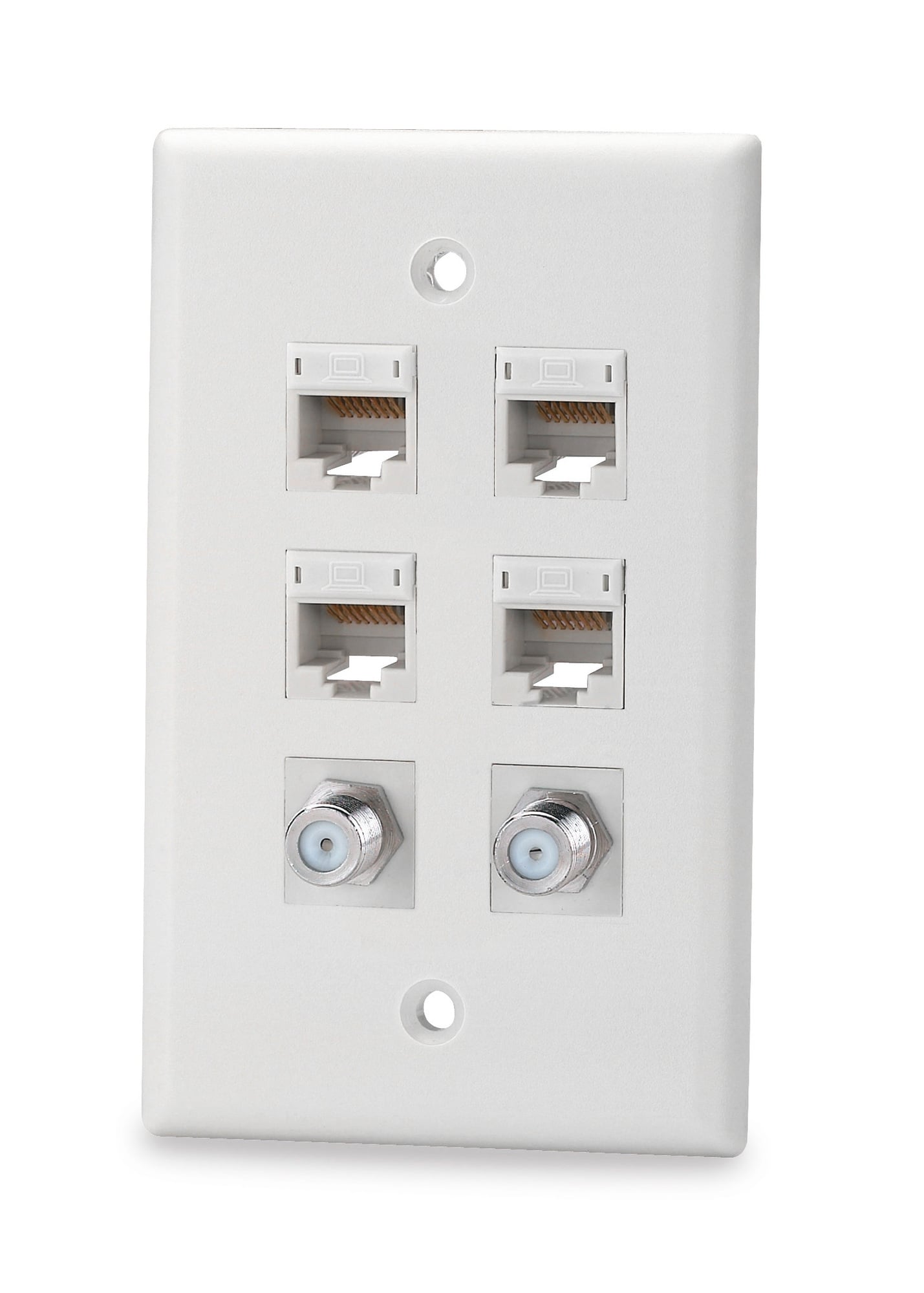 6-Port Single Gang Keystone Faceplate w/o Labeling, White
