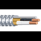 Southwire Armorlite Type MC Cable is constructed with soft-drawn copper  Type THHN/THWN-2 conductors rated 90C dry  and a bare copper grounding conductor for sizes 1/0 AWG and larger. The conductors are cabled together and a binder tape bearing the print legend is wrapped around the assembly. Aluminum interlocking armor is applied over the assembly. Also available in steel. Conductors are black with phase identification. Colors available upon request with economic order quantity.