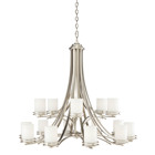 The Hendrik(TM) 36in; 15 light chandelier features a classic look with its Satin Nickel finish and satin etched cased opal glass. Inspired by Hendrik Berlage, the Hendrik Chandelier works in several aesthetic environments, including traditional and modern.