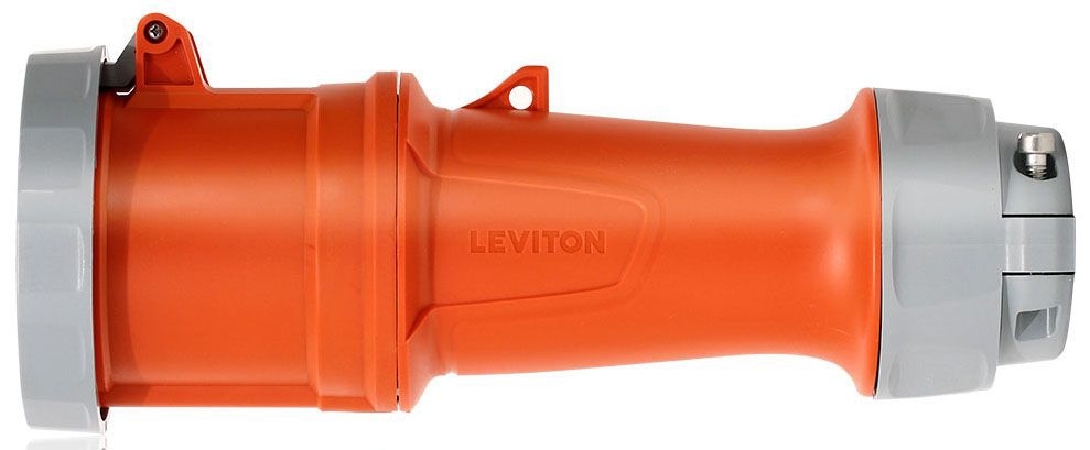 4100C12WLEV LEV Watertight Sleeve Connector, 125, 250 V AC, 100 A, 3 Poles, 4 Wires, Orange