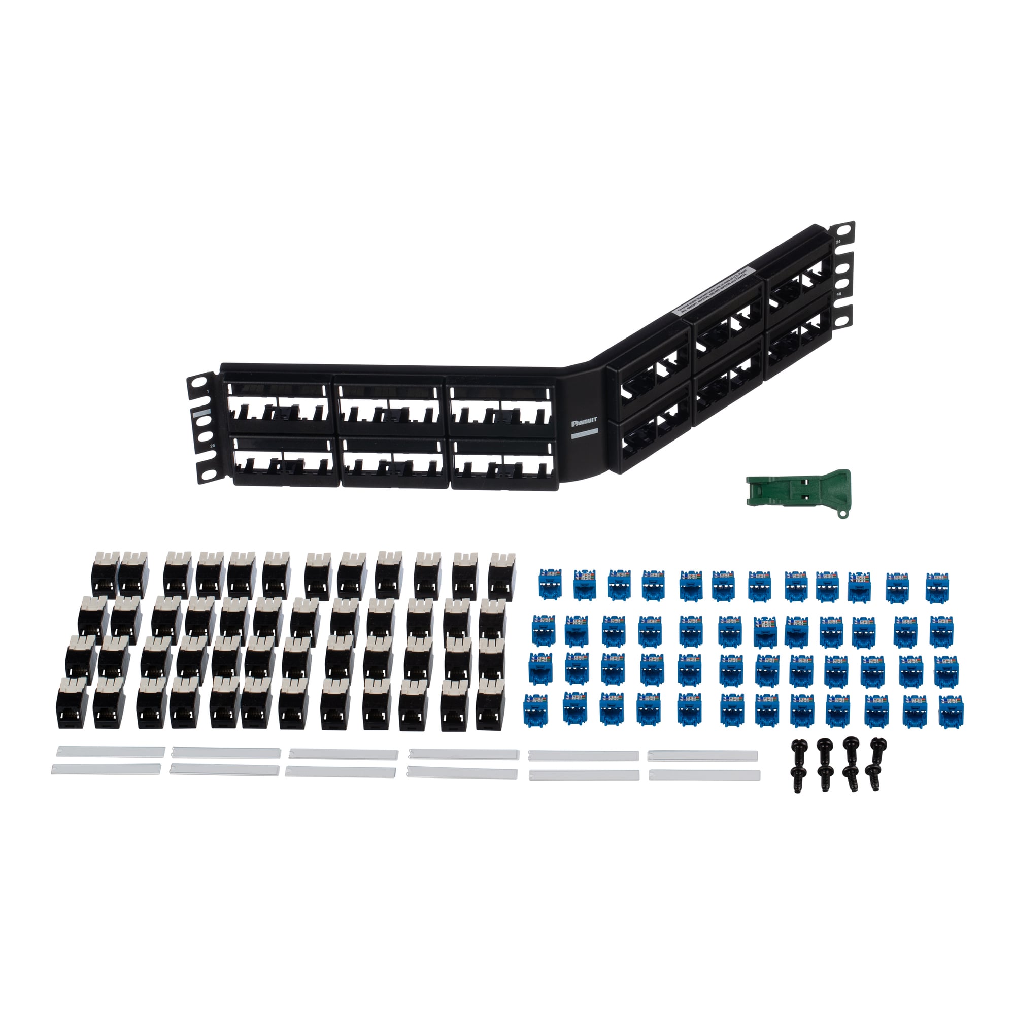 Patch Panel Kit, 48 Port, Angled, Cat 6A