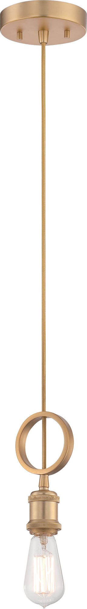 PAXTON - 1 LIGHT MINI PENDANT - INCLUDES 40W A19 VINTAGE LAMP. NAT BRASS