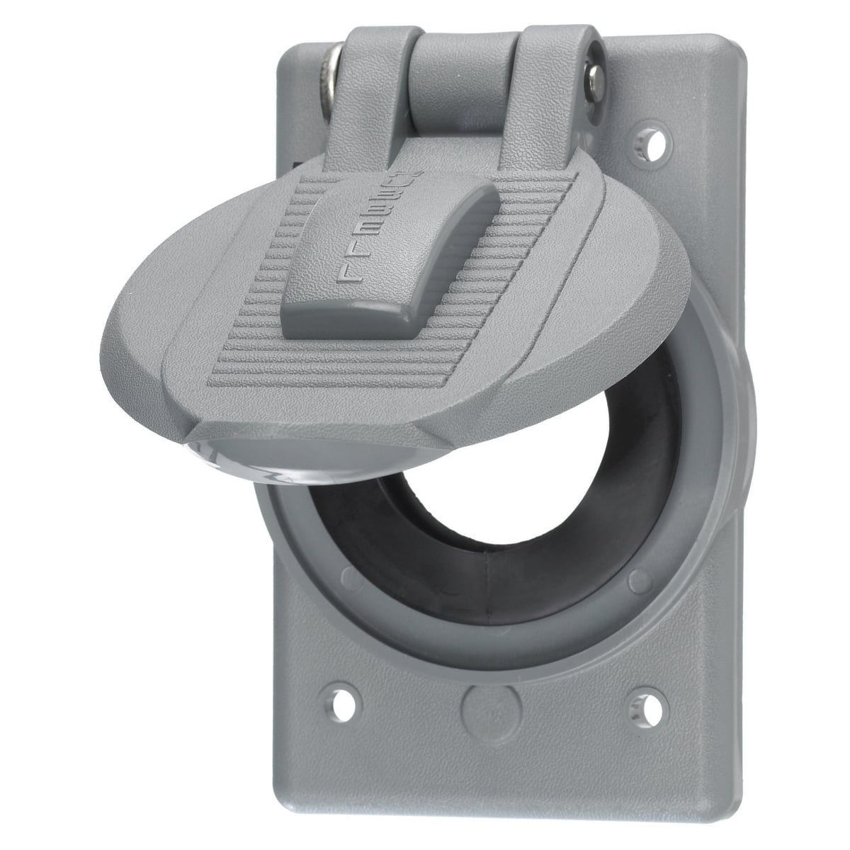 Wallplates and Boxes, Weatherproof Covers, 1-Gang, 1) 1.70" Opening, Standard Size, Gray Polycarbonate
