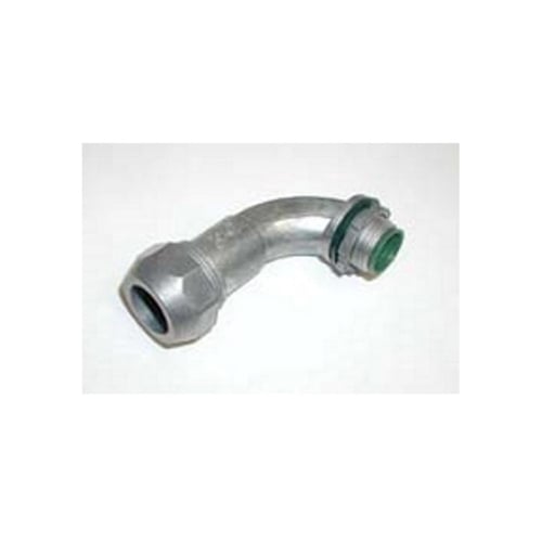 Mighty-Seal Jacketed MC Cable Connector. 90 Degree PVC Jacketed MC and TECK Cable Connector with Insulated Throat