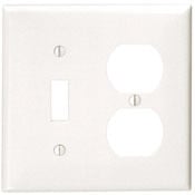 2-Gang 1-Toggle 1-Duplex Device Combination Wallplate, Standard Size, Thermoplastic Nylon, Device Mount, Light Almond