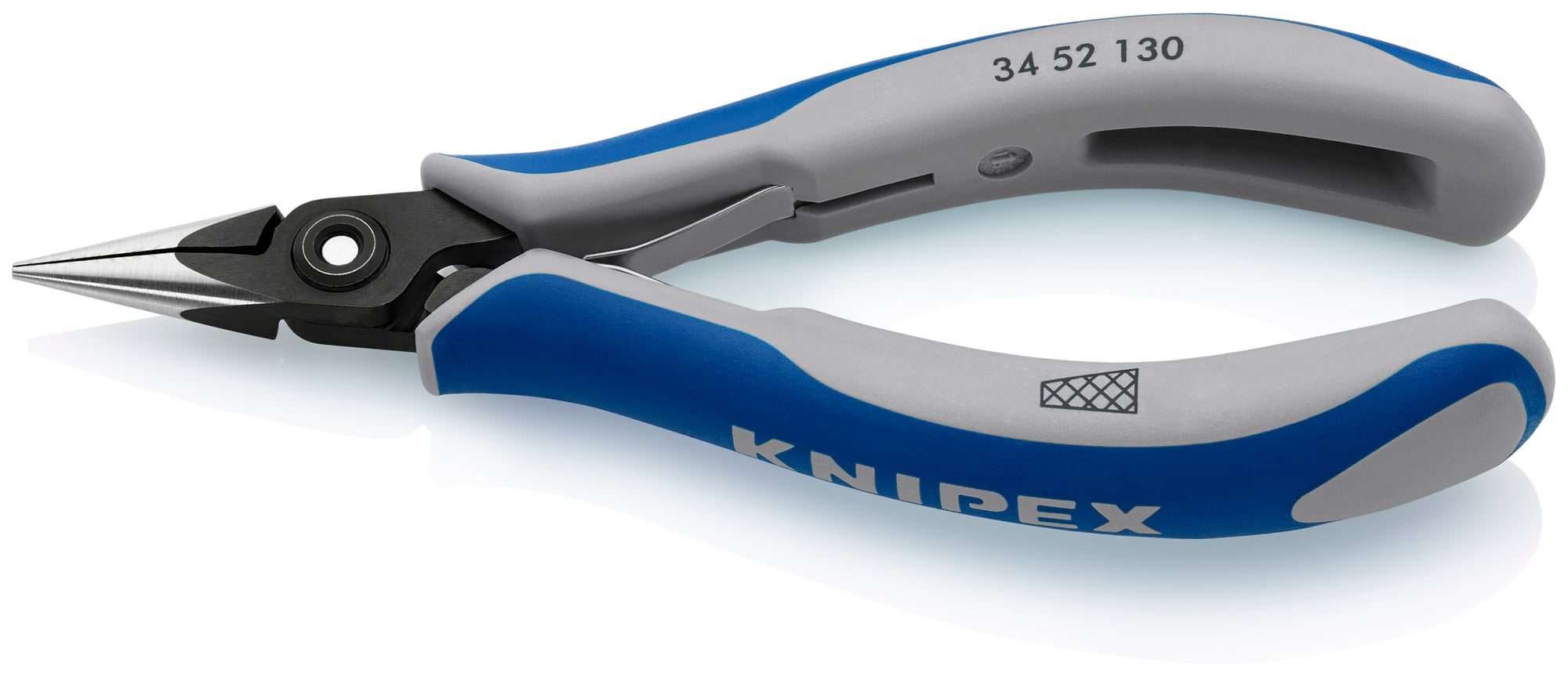Electronics Pliers-Half Round Tips, Cross-Hatched, 5 1/4 in., Multi-Component, Polished, Half-Round Jaws
