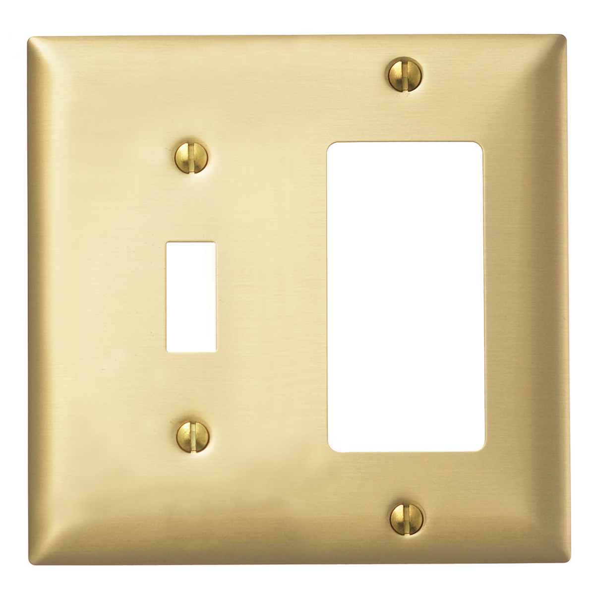 Wallplates and Boxes, Metallic Plates, 2- Gang, 1) Toggle Opening, 1) Decorator Opening, Standard Size, Brass