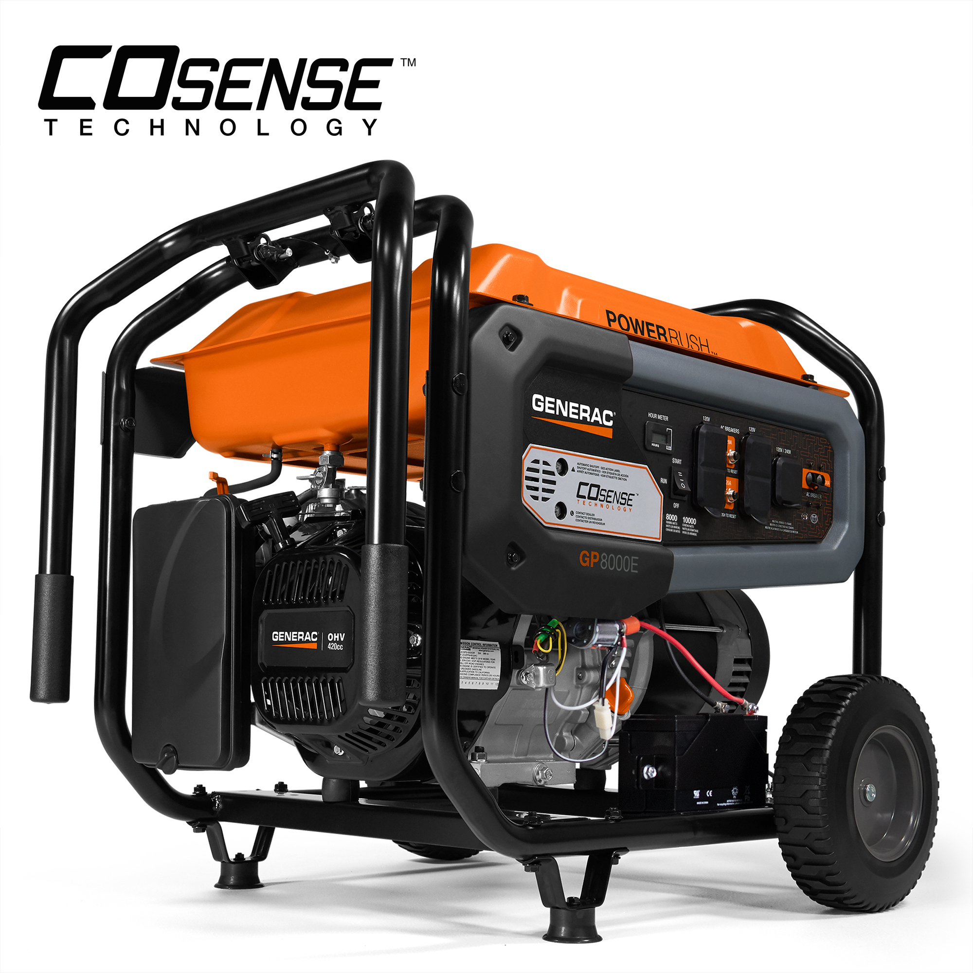 7676 GP8000E - 8,000 Watt Electric Start Portable Generator with COSense, CARB