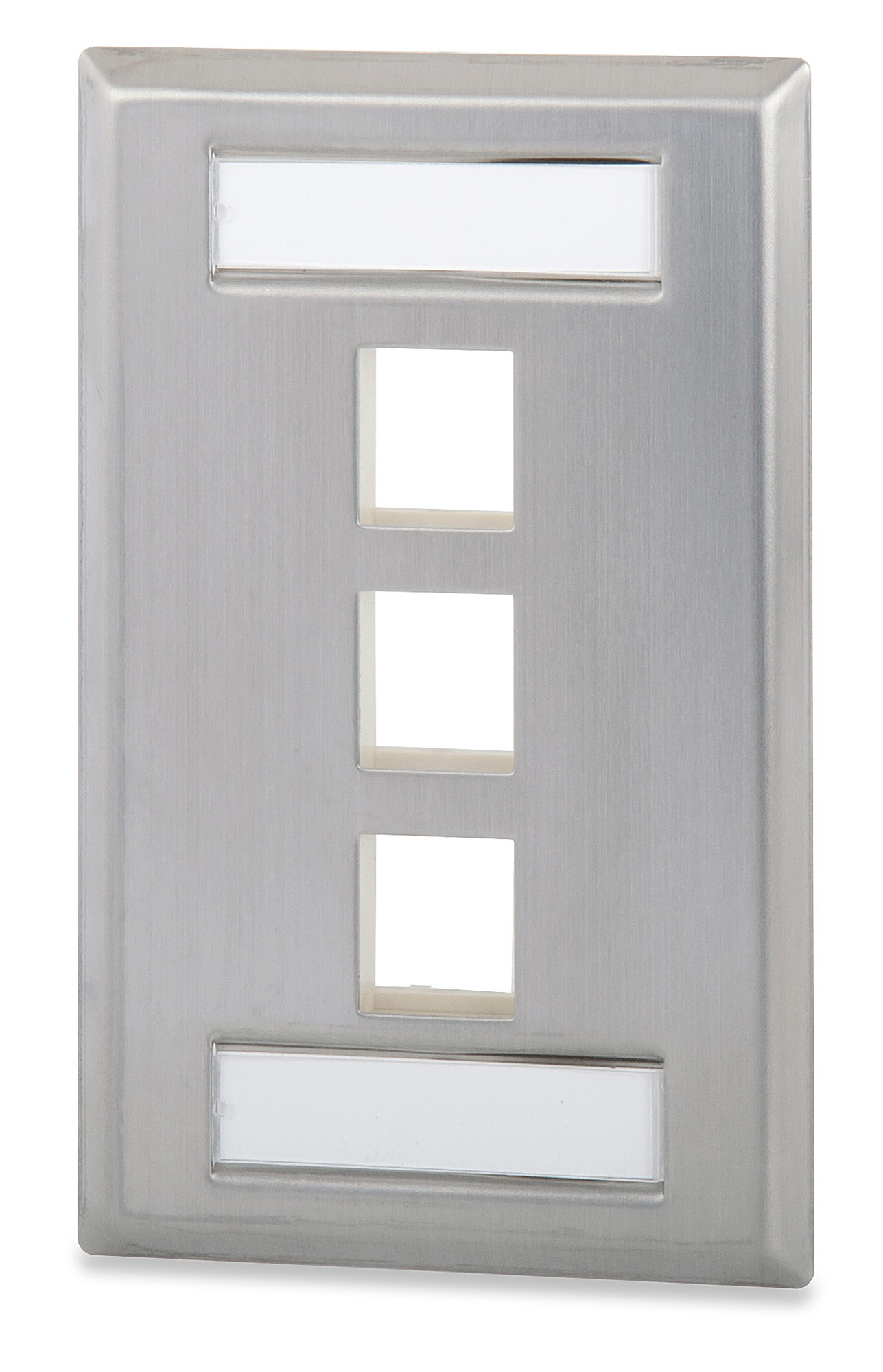 3-Port Single Gang S.Steel Faceplate with labeling window