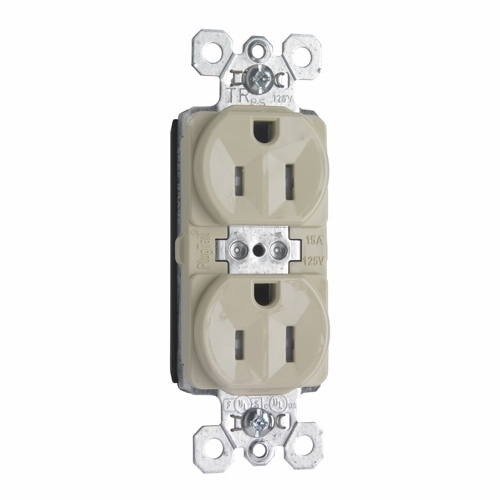 PlugTail Tamper-Resistant Spec Grade Duplex Receptacle 15amp 125volt, Ivory
