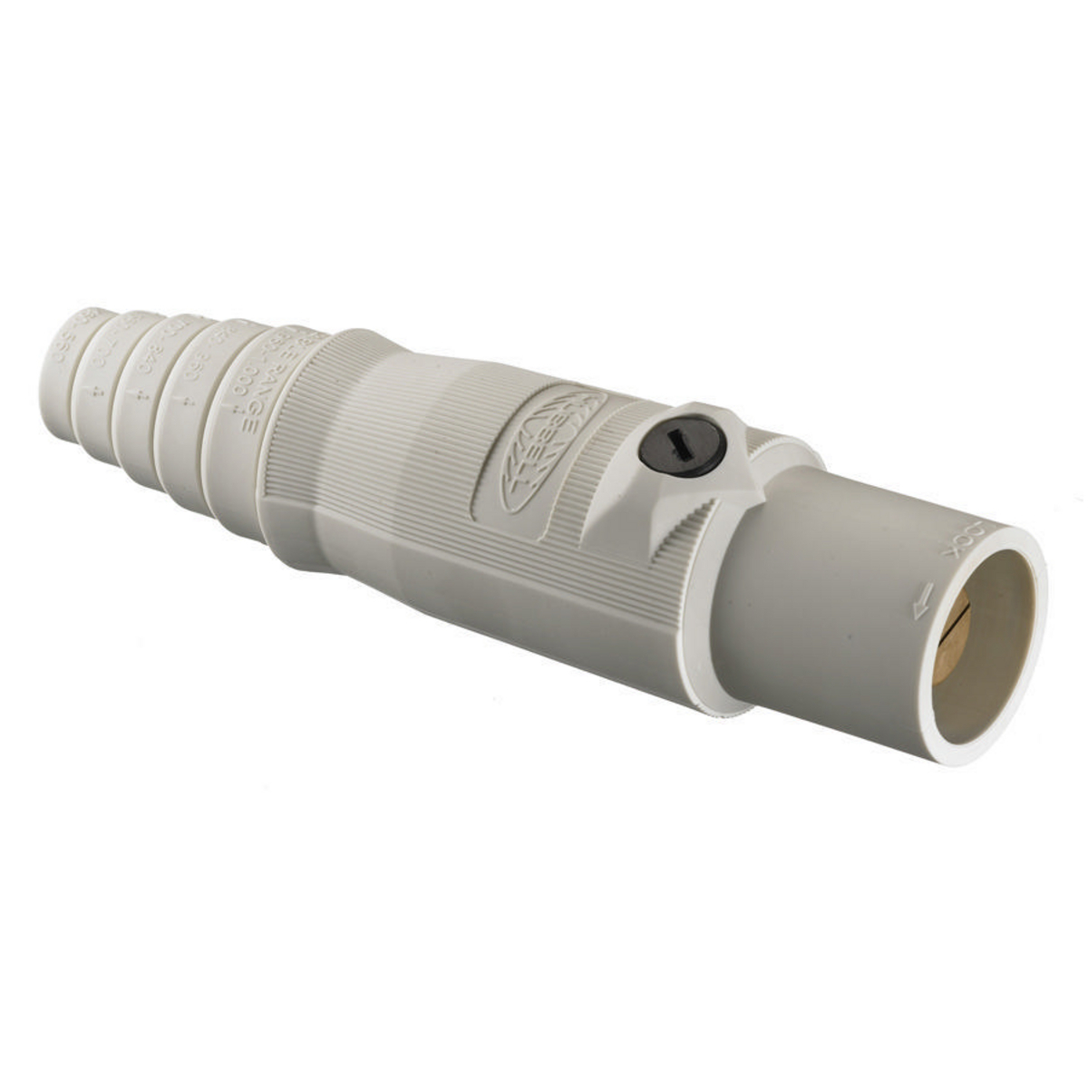 Heavy Duty Products, Single Pole Devices, Industrial Grade, Male, Plug, 300A 600V AC/DC, Single Conductor, Double Set Screws, White