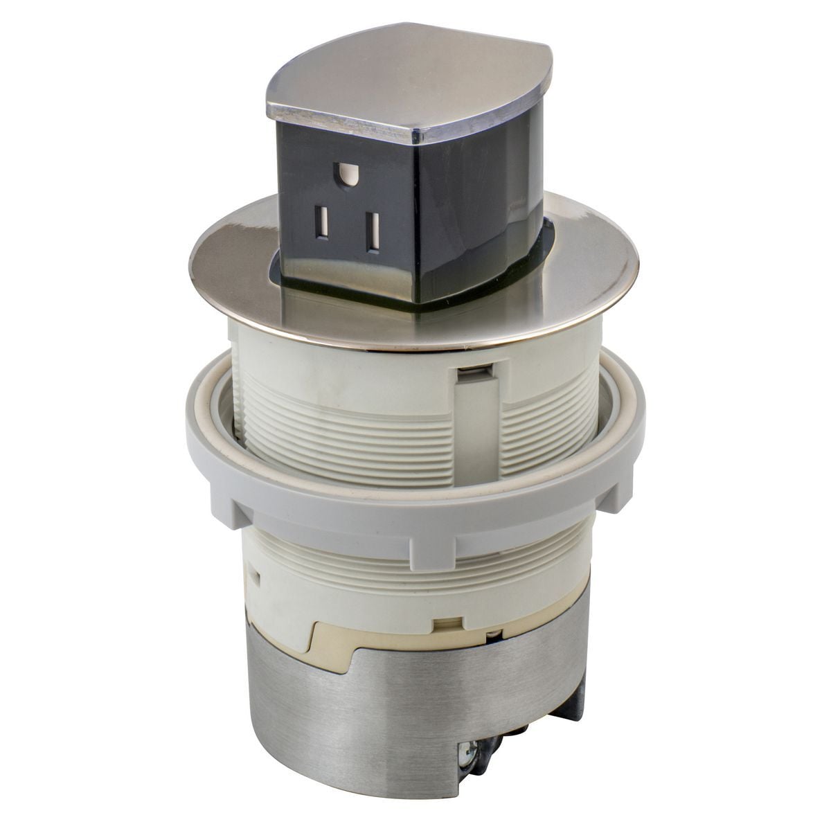 15A Kitchen Counter Receptacle, Flush Mount, Nickel