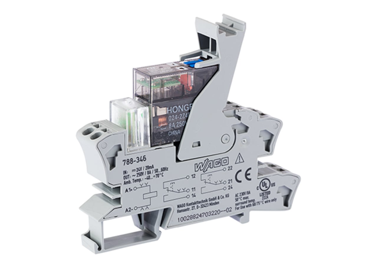 Relay module; Nominal input voltage: 24 VDC; 2 changeover contacts; Limiting continuous current: 8 A; with manual operation; Red status indicator; Module width: 15 mm