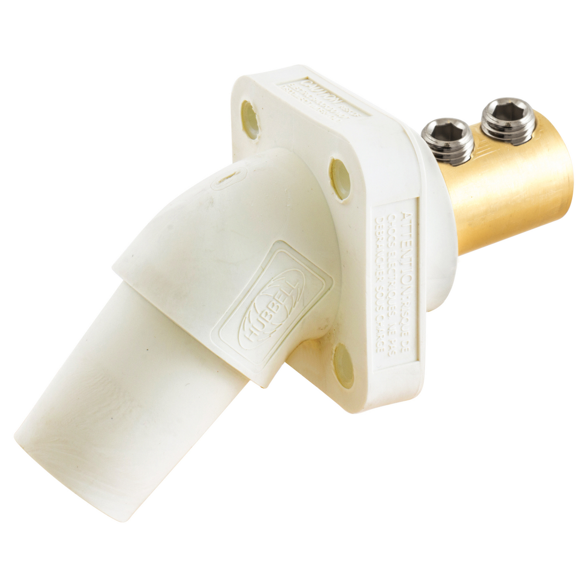 Single Pole Products, 300/400A Series,Receptacle, Angled, Double Set Screw, White