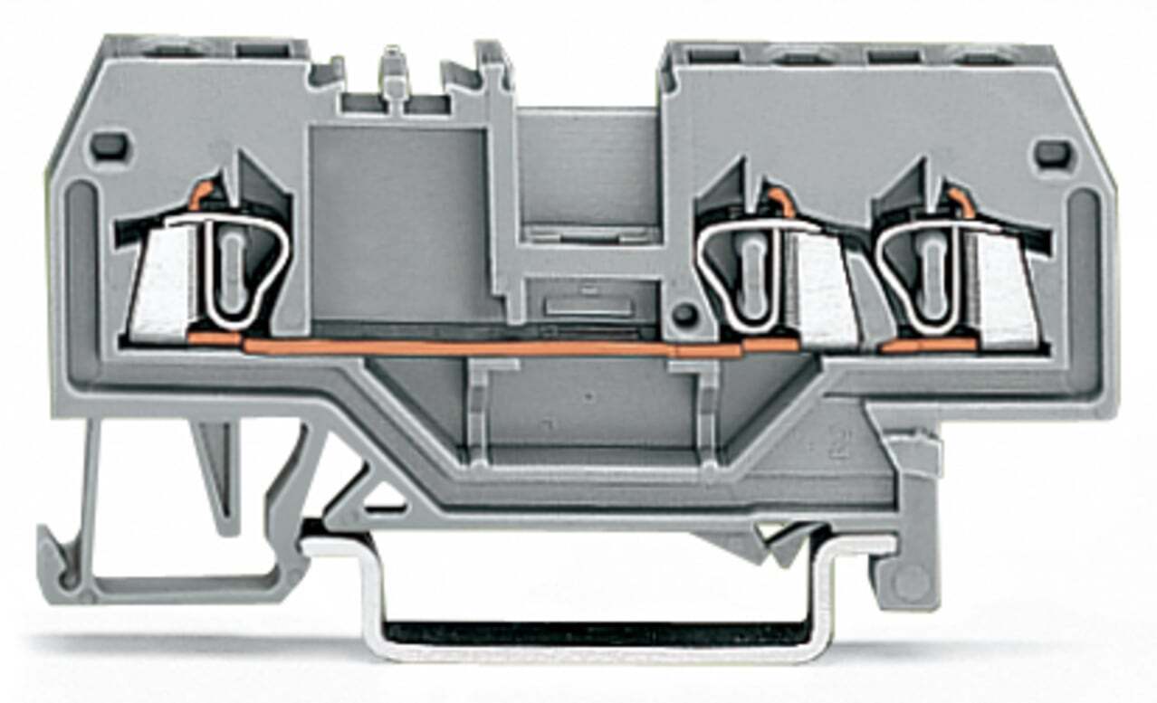 3-conductor through terminal block; 1.5 mm; center marking; for DIN-rail 35 x 15 and 35 x 7.5; CAGE CLAMP; 1,50 mm; gray