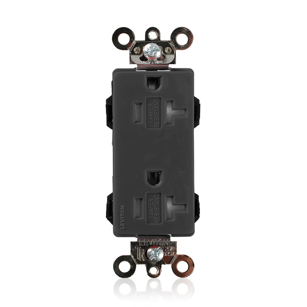 Modular Receptacle, Decora Plus, Tamper Resistant, 2-pole, 3-wire NEMA 5-20R, 20A-125V, Nylon, Commercial Grade UL Culus/NOM Req. Fed Spec. BLack