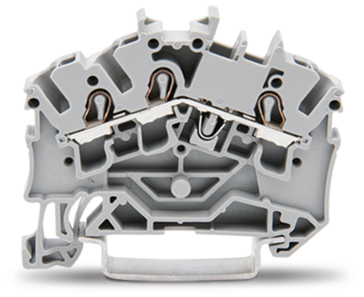 3-conductor through terminal block; 2.5 mm; suitable for Ex e II applications; side and center marking; for DIN-rail 35 x 15 and 35 x 7.5; Push-in CAGE CLAMP; 2,50 mm; gray