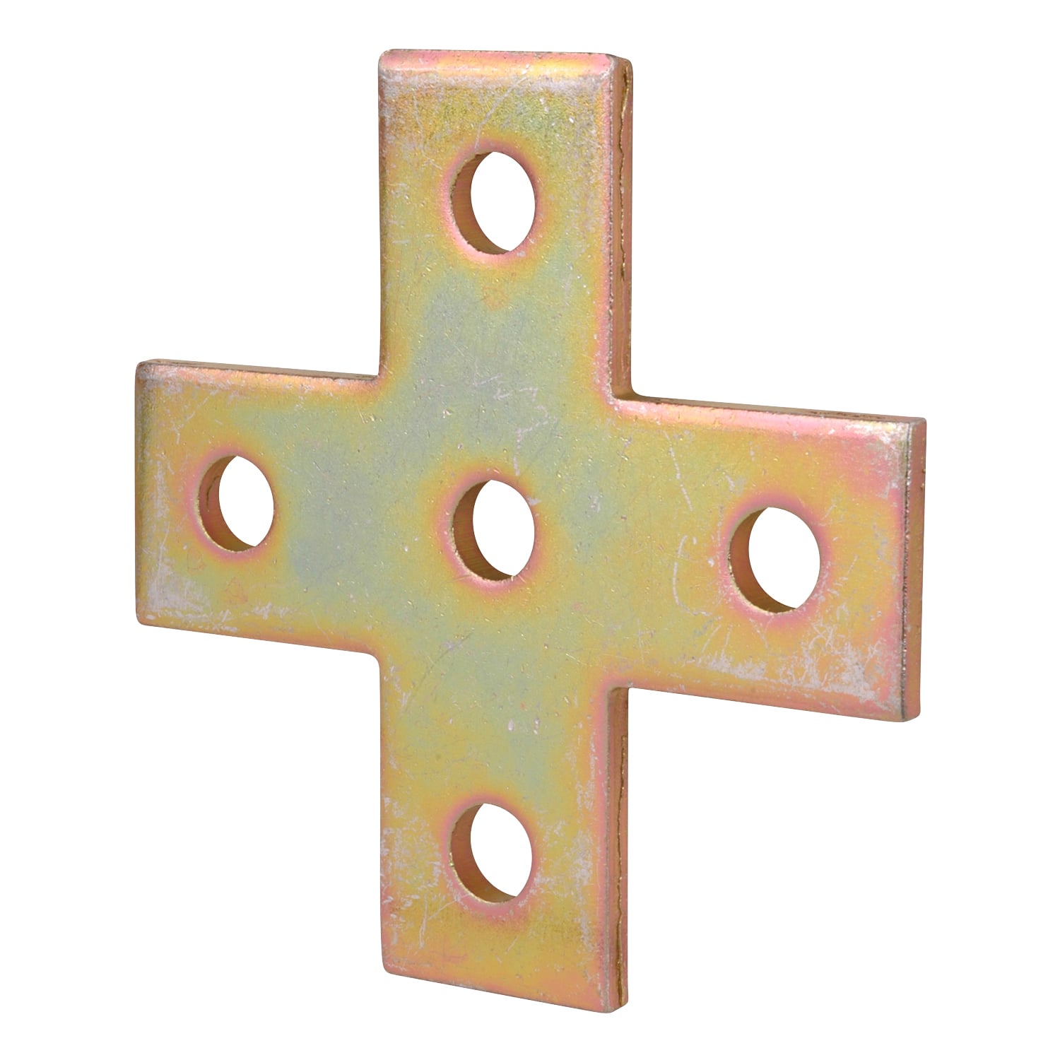 Plate, Five Hole Cross, Length 5-3/8 Inches, Width 5-3/8 Inches, Hole Diameter 9/16 Inches, Green Urethane Powder Coated Steel