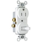 Single Pole Switch, Tamper-Resistant Receptacle. 15 amps, 120 volts, White.