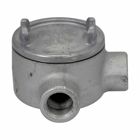 Eaton Crouse-Hinds series Condulet GUA conduit outlet box with cover, 3" cover opening diameter, Feraloy iron alloy, M shape, 1/2"