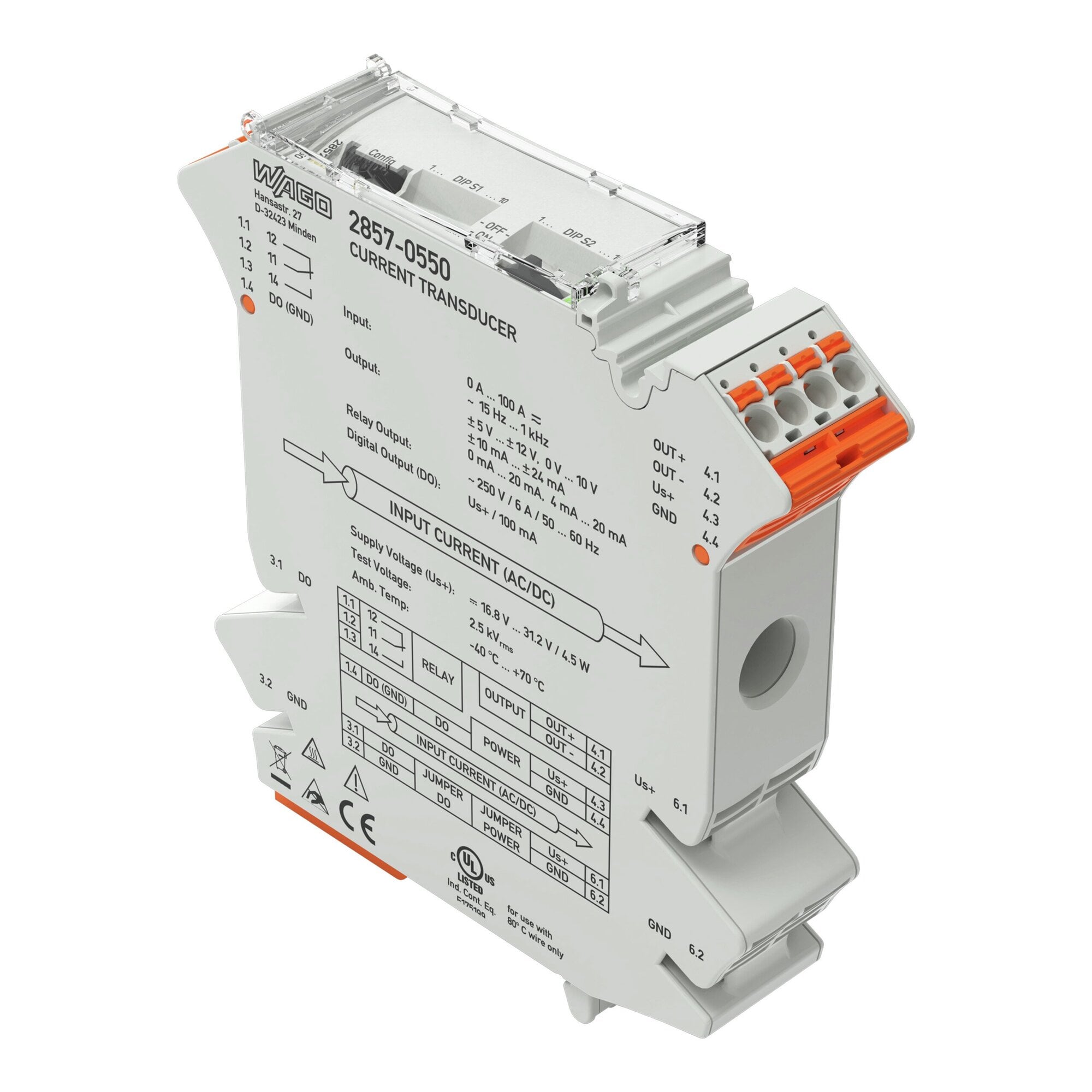 Current signal conditioner; Current input signal; Current and voltage output signal; Digital and relay output; Configuration via software; Supply voltage: 24 VDC; 22.5 mm module width