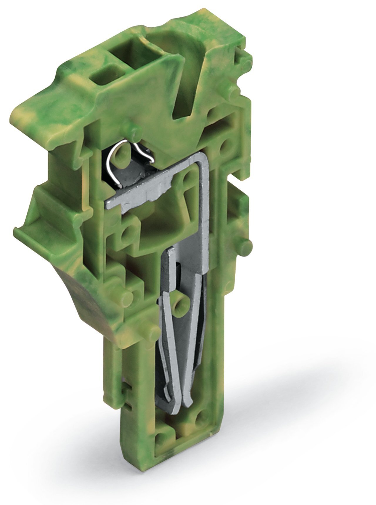 Center module for 1-conductor female connector; Push-in CAGE CLAMP; 4 mm; Pin spacing 5.2 mm; 1-pole; with integrated end plate; 4,00 mm; green-yellow