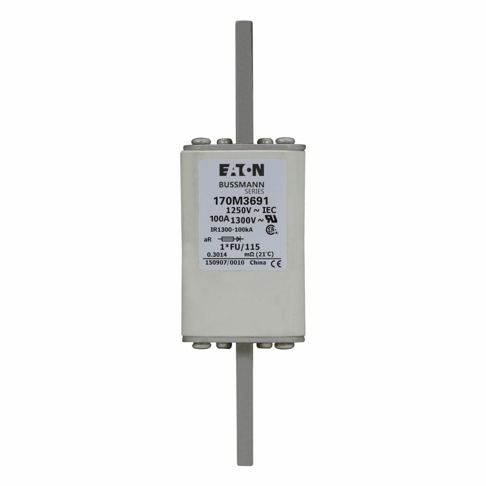 Fuse-link, high speed, 100 A, AC 1250 V, compact size 1, 45 x 45 x 156 mm, aR, IEC, UL