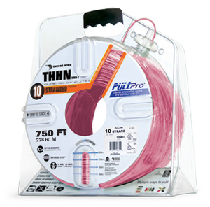 106100909445 PullPro Copper THHN Wire, 10 AWG, Stranded, Pink, 750 ft