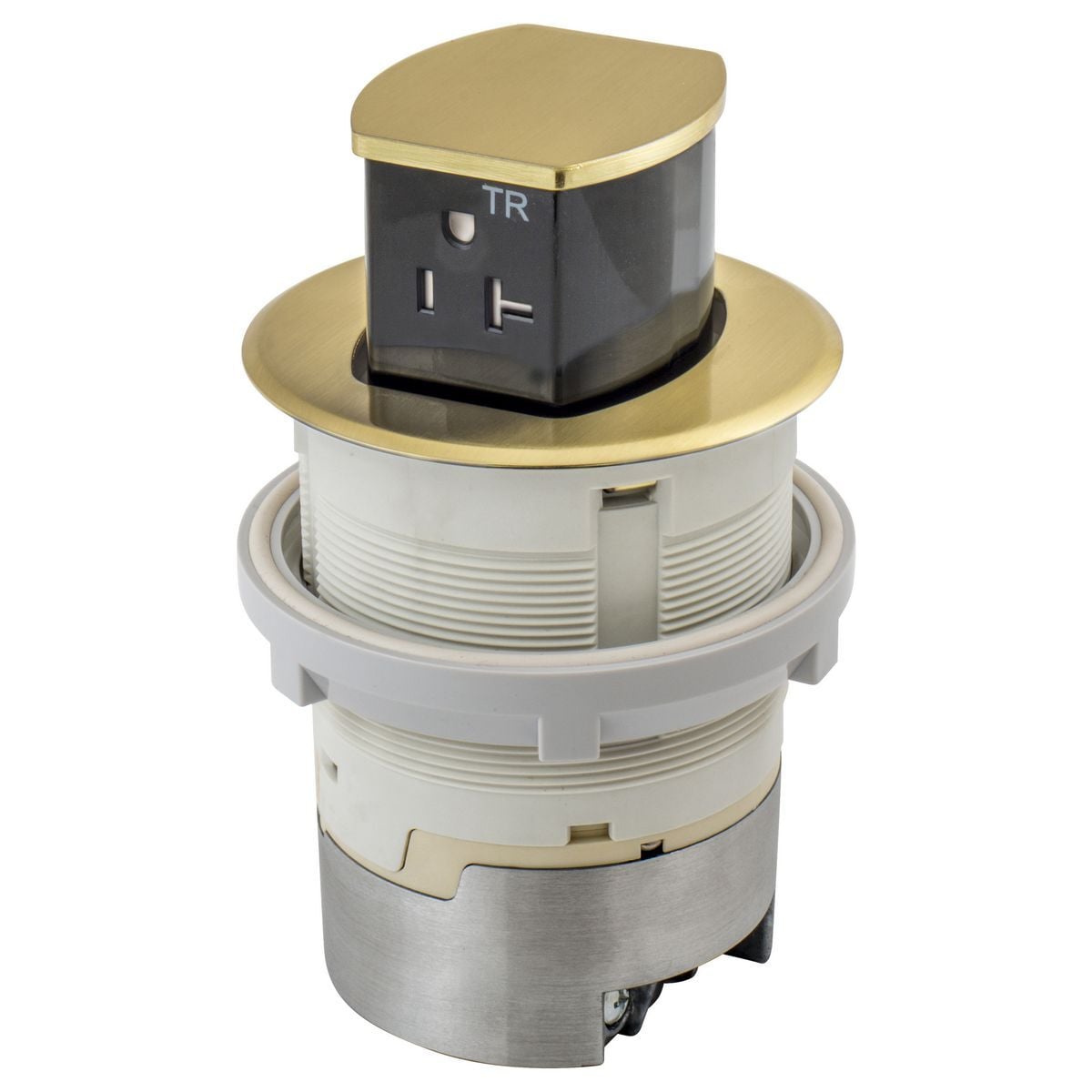 20A Kitchen Counter Receptacle, Surface Mount, Brass