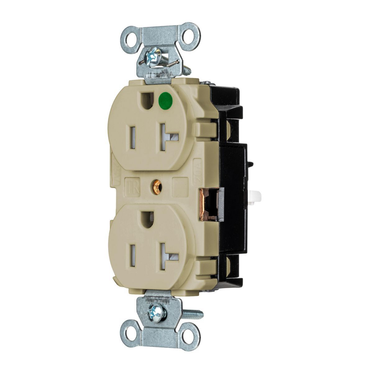 Straight Blade Devices, EdgeConnect, Hubbell-Pro Receptacle, Hospital Grade, Tamper Resistant, 2-Pole 3-Wire, 20A 125V, 5-20R, Screwless Terminal, Ivory