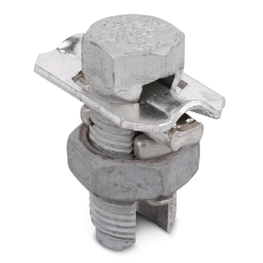 Type CA Aluminum Split-Bolt Connector with Spacer and Washer for Use on Copper, Aluminum Conductors.  Conductor Range for Equal Main and Tap 1 Str.-4 Sol.