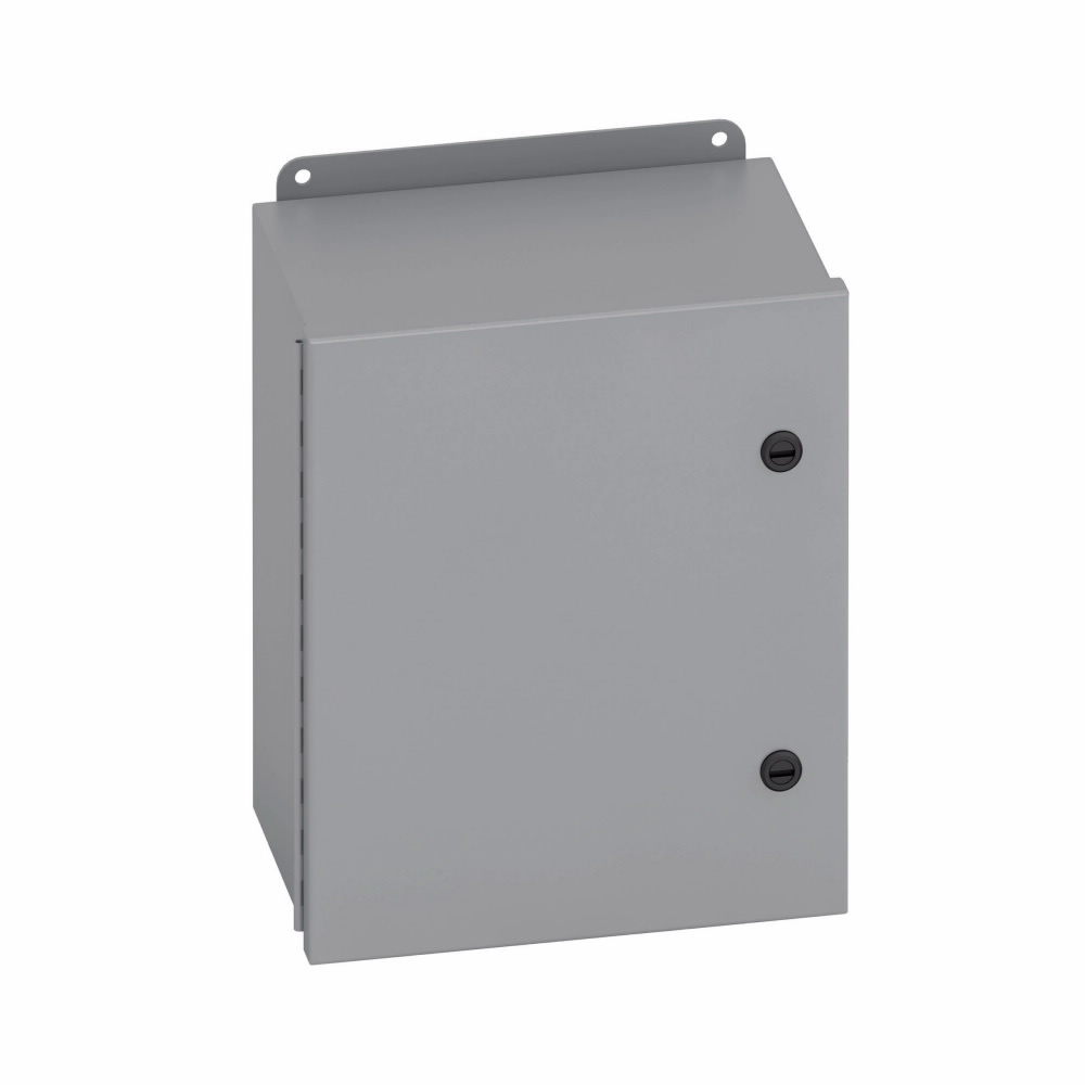 Eaton B-Line series JIC panel enclosure, 6" height, 4" length, 6" width, NEMA 4, Hinged cover, 4QT enclosure, Wall mount, Small single door, External mounting feet, Carbon steel, Seamless poured in-place gasket
