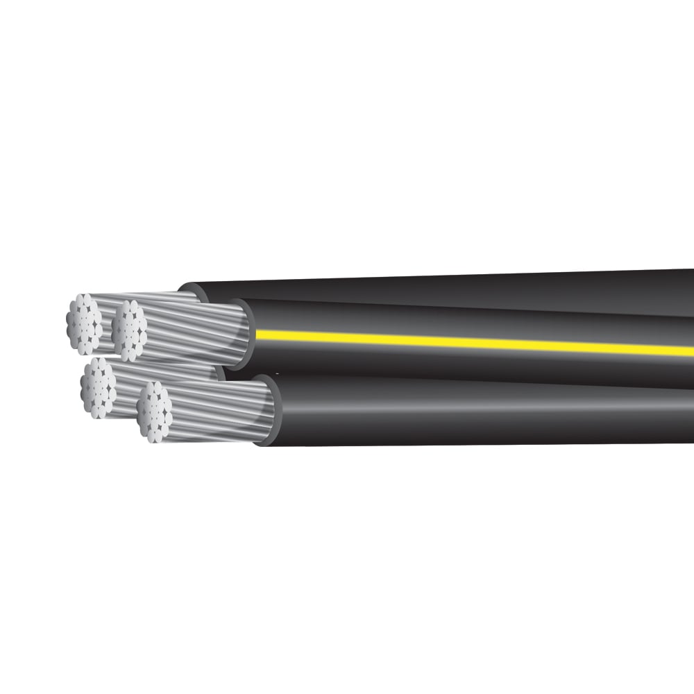 Quadruplex Underground Residential Distribution (URD) Wire, Aluminum Conductor, 2-2-2-4, Dyke, 5000 Foot Reel