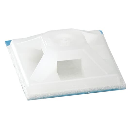 Four-Way Mounting Base, Natural Nylon 6.6 for Temperatures up to 85 Degrees Celsius (185 F), Length of 38.1mm (1.5 Inches), Width of 38.1mm (1.5 Inches), Height of 7.4mm (0.290 Inches), Screw/Glue Mounting Method, #8 Screw, Mounting Hole Size of 4.3mm (0.169 Inches), 50 Pack