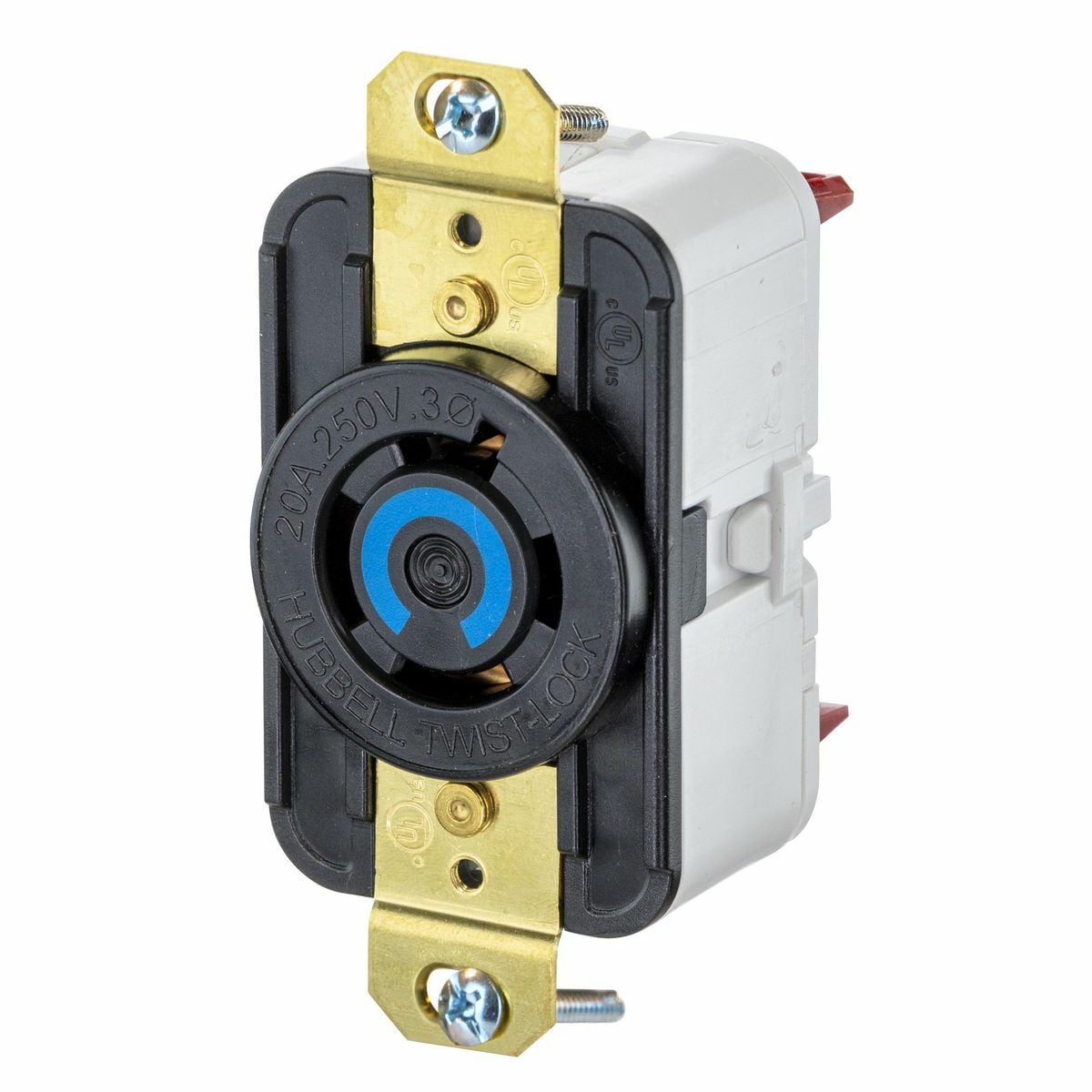 Twist-Lock Edge Receptacle with Spring Termination, 20A, 3P 250V, L15-20R, Black