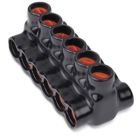 AMT 6 Port Both Sides PVC Connector for Wire Range 250MCM-10 Str.