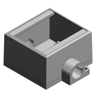 3/4 Inch Deep 2 Gang Cast Device Box, Gray Iron Zinc Plated, Thru-Feed, Suitable for Wet Locations When Used with Gasketed Covers