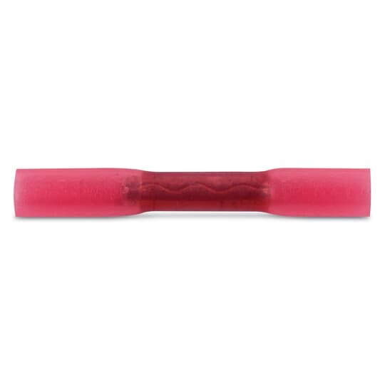 Heat Shrinkable Butt Splice, Length 1.50 Inches, Width .25 Inches, Maximum Insulation Diameter .170, Wire Range #22-#18 AWG, Color Red, Copper, Tin Plated, 500 Pack