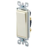 15 Amp, 120/277 Volt, Decora Rocker Lighted Handle, Illuminated Off Single-Pole AC Quiet Switch, Residential Grade, Grounding, White