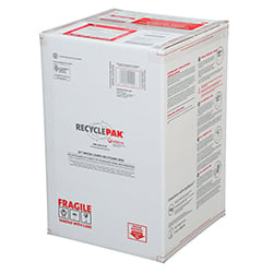 Dimensions: 16x16x25 Capacity: 22 T12 or 32 T8 u-tube lamps, 250 CLFs, misc. HIDs, LEDs or circular lamps. DO NOT EXCEED the UN rated weight of 58 lbs. Includes: UN rated, DOT approved container, inner corrugated tube, 5.5 mil vapor barrier liner, liner tie, velcro closures, instructions, terms and conditions, proof of purchase, prepaid return shipping with label, recycling and online certificate of acceptance for recycling. Restrictions: Lower 48 contiguous states only. Not for export.