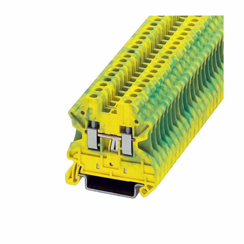 Eaton XB IEC terminal block, Screw connection single level-through-feed, Green/yellow, 12 AWG/2.5 mm2 maximum wire