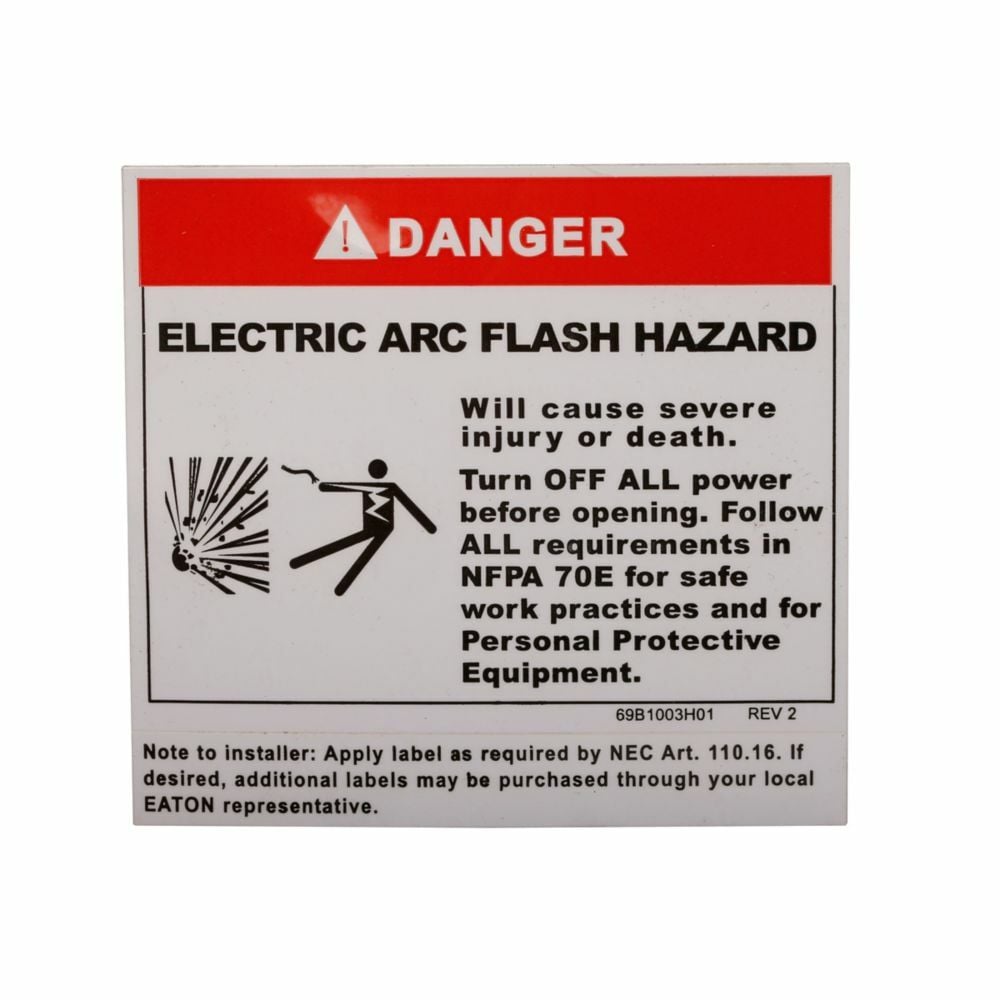 Eaton Group Metering Accessories and Renewal Parts - Arc Flash Warning Label Kit,Arc flash warning label kit,Quantity: 10,Used with BR Loadcenters