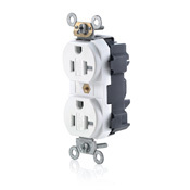20-Amp, 125-Volt, Narrow Body Duplex Receptacle, Fed Spec Commercial Grade, Tamper-Resistant, Self Grounding, White