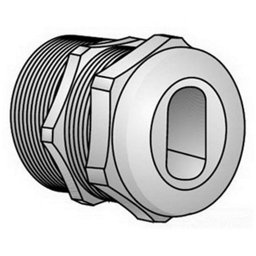 OZ-Gedney Type SE Watertight Service Entrance And UF Cable Connector, Size: 1/2 IN, Conductor Range: 0.150 IN X 0.325 IN - 0.250 IN X 0.425 IN (Oval Grommet), Malleable Iron Body, PVC Grommet, Steel Compression Washer, Finish: Zinc Electroplated Bo