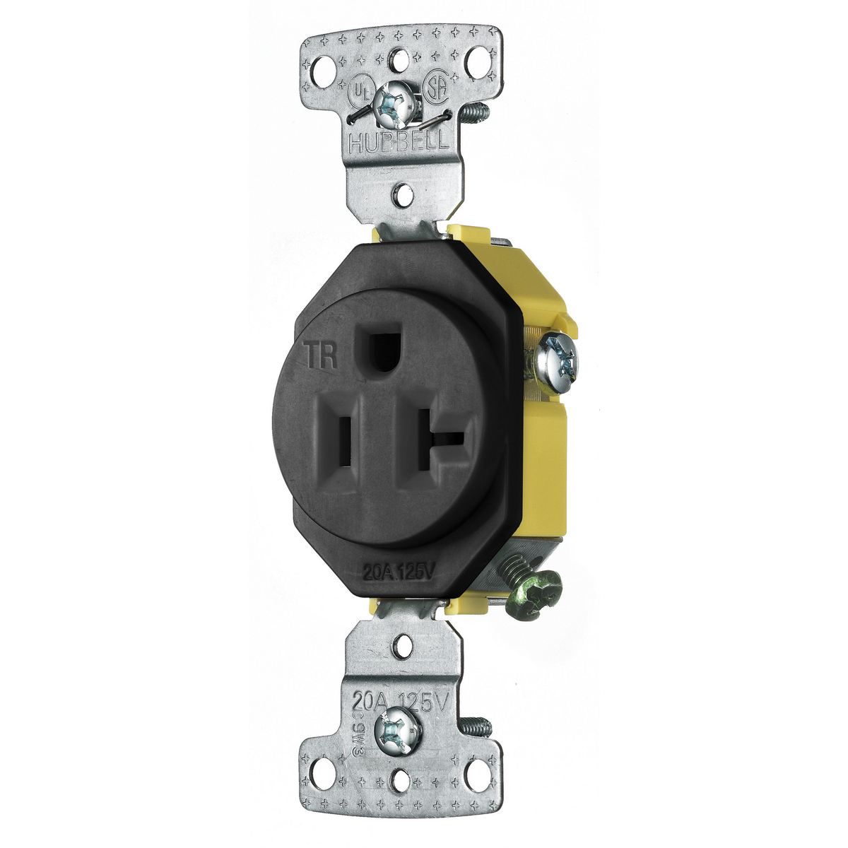 TradeSelect, Straight Blade, Single Receptacle, Tamper Resistant, 20A 125V, 2-Pole 3-Wire Grounding, 5-20R, Black
