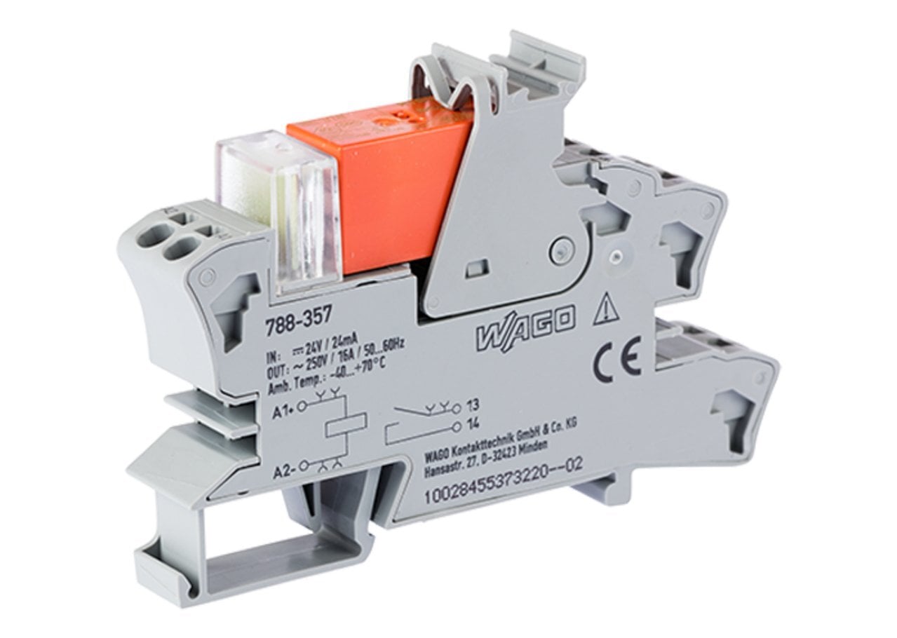 Relay module; Nominal input voltage: 24 VDC; 1 make contact; Limiting continuous current: 16 A; Red status indicator; Module width: 15 mm