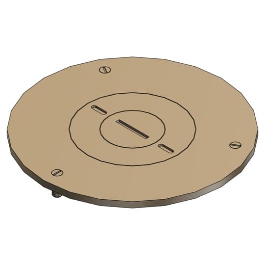 Cover Plate for Flush Service Floor Boxes, 2-13/16 Inch Diameter, 3/4 Inch and 2 Inch NPS Plug Size, Brass