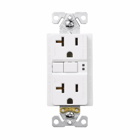 Eaton GFCI receptacle,Self-test,#14 - 10 AWG,20A,Residential,Commercial,Flush,125 V,GFCI,Back and side wire,White,Brass,Receptacle,Polycarbonate,5-20R,Two-pole, three-wire, grounding